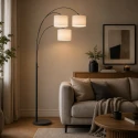Steinhauer Lampadaire SPARKLED LIGHT 3 flammes E27 IP20, noir gradable