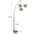 Steinhauer Lampadaire SPARKLED LIGHT 3 flammes E27 IP20, noir gradable