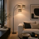 Steinhauer Lampadaire SPARKLED LIGHT 3 flammes E27 IP20, noir gradable