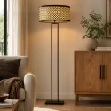 Steinhauer Lampadaire STANG à 1 flamme E27 IP20, noir gradable