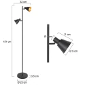 Mexlite floor lamp OEROE 2 flames E14 IP20, black dimmable