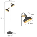 Mexlite floor lamp PRATO 2 flames E14 IP20, black dimmable