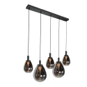 Steinhauer pendant luminaire GLIMSY 5 flames IP20, black dimmable