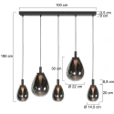 Steinhauer pendant luminaire GLIMSY 5 flames IP20, black dimmable