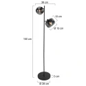 Mexlite Lampadaire TENEBRIS à 2 flammes E14 IP20, noir gradable