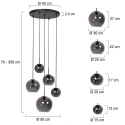 Mexlite pendant luminaire SFERIO 5 flames E27 IP20, black dimmable