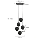 pendant luminaire SILURA 5 flames E27 IP20, black dimmable