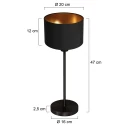 Mexlite Lampe de table NOOR à 1 flamme E27 IP20, noir gradable