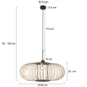 anne light & home Luminaire à suspension SILVA à 1 flamme E27 IP20, noir gradable