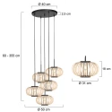 anne light & home pendant luminaire SILVA 5 flames E27 IP20, black dimmable