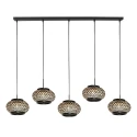 Mexlite Luminaire à suspension NOX LIGHT 5 flammes E27 IP20, noir gradable