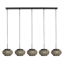 Mexlite Luminaire à suspension NOX LIGHT 5 flammes E27 IP20, noir gradable
