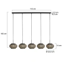 Mexlite Luminaire à suspension NOX LIGHT 5 flammes E27 IP20, noir gradable