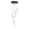 Steinhauer Luminaire à suspension ALISIO 5 flammes IP20, laiton gradable