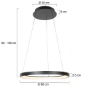 Steinhauer Luminaire à suspension RINGLEDE à 1 flamme IP20, noir gradable