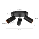 Mexlite Luminaire de plafond DOWNLUME 3 flammes GU10 IP20, noir gradable