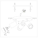 Mexlite Luminaire de plafond DOWNLUME 3 flammes GU10 IP20, noir gradable