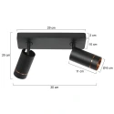 Mexlite Luminaire de plafond DOWNLUME à 2 flammes GU10 IP20, noir gradable