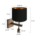 Steinhauer wall luminaire STANG E27 IP20, dimmable