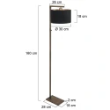 Steinhauer Lampadaire STANG E27 IP20, gradable