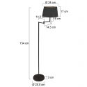 Mexlite floor lamp BELLA 1 flame E27 IP20, black dimmable