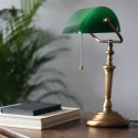 Steinhauer Lampe de table ANCILLA à 1 flamme E27 IP20, vert, bronze gradable