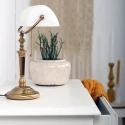 Steinhauer Lampe de table ANCILLA à 1 flamme E27 IP20, bronze, blanche gradable