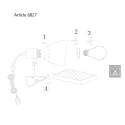Steinhauer Lampe à pince SPRING avec interrupteur, avec prise de courant, réglable E27 IP20, blanc mat 
