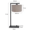 Steinhauer table lamp STANG down, with switch, with shade, with plug E27 IP20, black matt dimmable