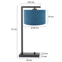 Steinhauer table lamp STANG down, with switch, with shade, with plug E27 IP20, black matt dimmable