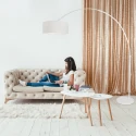 Steinhauer floor lamp SPARKLED LIGHT cylindrical, with switch, with shade, with plug, adjustable E27 IP20, white matt 