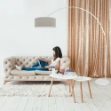 Steinhauer floor lamp SPARKLED LIGHT cylindrical, with switch, with shade, with plug, adjustable E27 IP20, white matt 