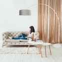 Steinhauer floor lamp SPARKLED LIGHT cylindrical, with switch, with shade, with plug, adjustable E27 IP20, white matt 