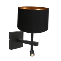 Steinhauer wall luminaire STANG with shade, with LED spot E27 IP20, black matt 