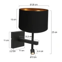 Steinhauer wall luminaire STANG with shade, with LED spot E27 IP20, black matt 