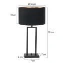 Steinhauer table lamp STANG up, 2-fold, with switch, with shade, with plug E27 IP20, black matt dimmable