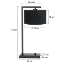 Steinhauer table lamp STANG down, with switch, with shade, with plug E27 IP20, black matt dimmable