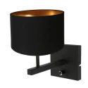 wall luminaire STANG up, cylindrical, with shade E27 IP20, black matt dimmable