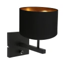 Steinhauer wall luminaire STANG up, cylindrical, with shade E27 IP20, black matt dimmable