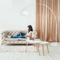 Steinhauer floor lamp SPARKLED LIGHT half round, with switch, with shade, with plug, adjustable E27 IP20, white matt 