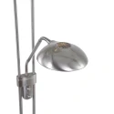 Mexlite Lampadaire BIRON avec interrupteur, avec bras flexible, avec spot LED IP20, acier brossé gradable