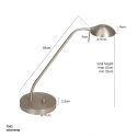 Mexlite Lampe de table BIRON avec bras flexible, avec variateur tactile IP20, acier brossé gradable