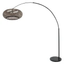 floor lamp SPARKLED LIGHT - IKARO ribbed, cylindrical, with switch, with shade, adjustable E27 IP20, black matt 