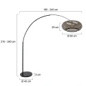Steinhauer floor lamp SPARKLED LIGHT - IKARO ribbed, cylindrical, with switch, with shade, adjustable E27 IP20, black matt 