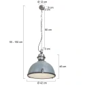 Steinhauer Luminaire à suspension BIKKEL - Ø 42CM à 1 flamme, médium E27 IP20, gris béton gradable