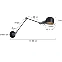 Mexlite Mexlite Wall luminaire DAVIN, 1 flame, reflector, black