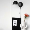 Mexlite Luminaire mural DAVIN court, avec interrupteur, avec bras articulé E14 IP20, noir mat 