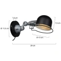 Mexlite Luminaire mural DAVIN court, avec interrupteur, avec bras articulé E14 IP20, noir mat 