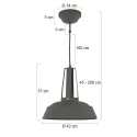 Mexlite Luminaire à suspension EDEN Bas, à 1 flamme, rond E27 IP20, scintillant, gris gradable
