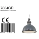 Steinhauer Luminaire à suspension BIKKEL - Ø 52CM à 1 flamme, grand E27 IP20, gris béton gradable